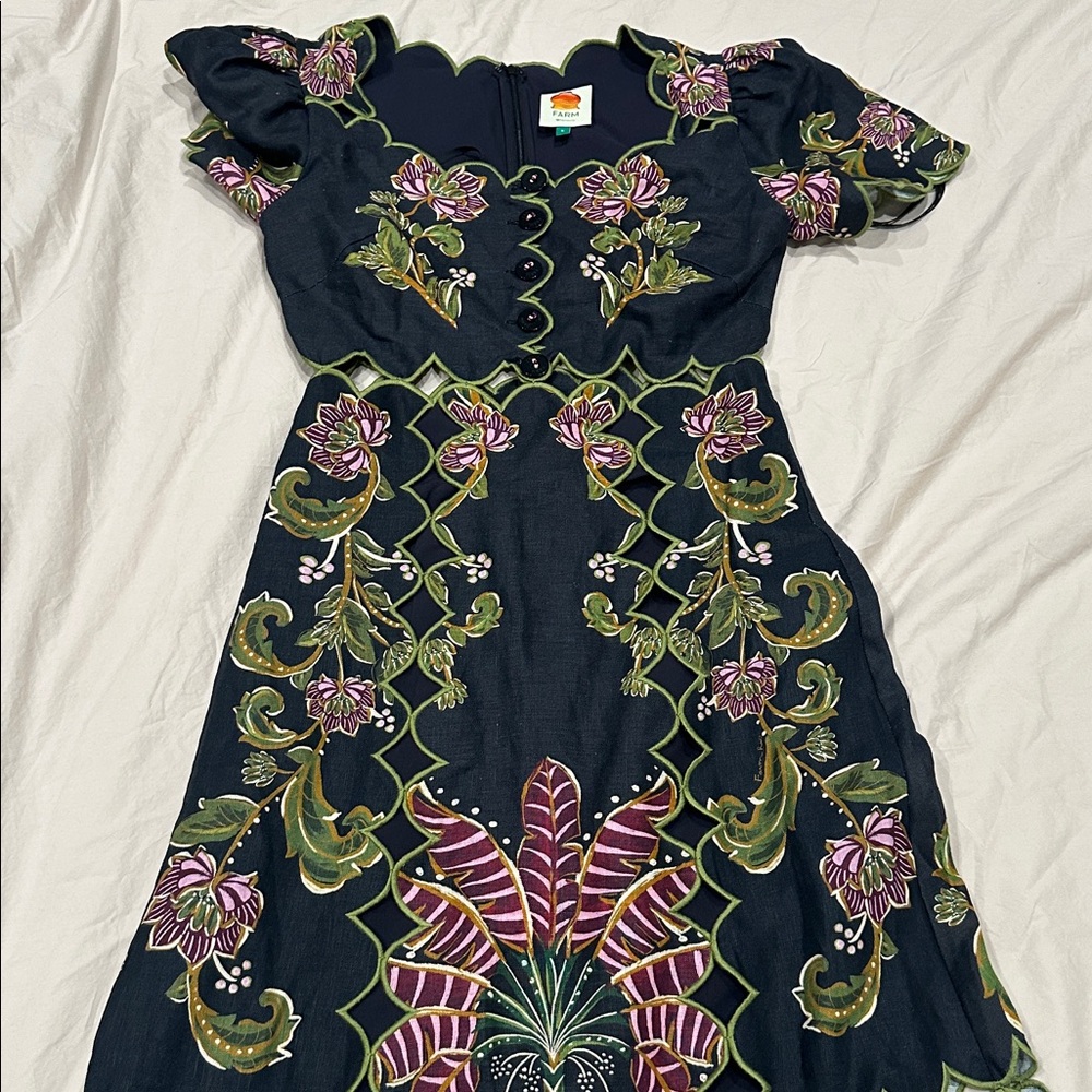 Black Ravenala Short Sleeve Maxi Dress Farm Rio - Picture 3 of 6